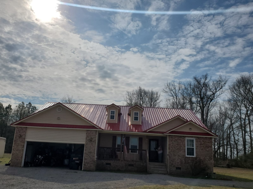 A Shiny Red Metal Roof Gleaming Under the Sun